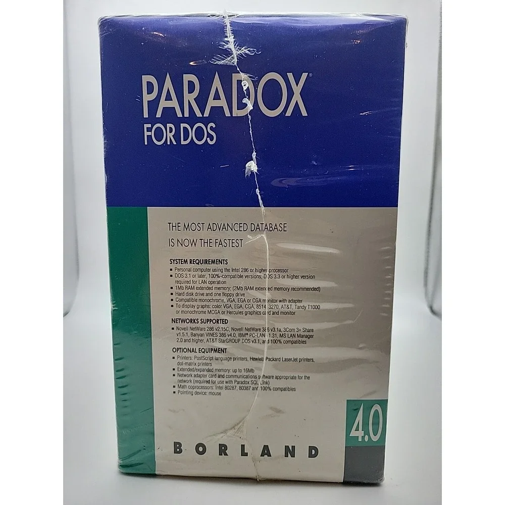 Vintage Borland Paradox for DOS 4.0 database software 3.5